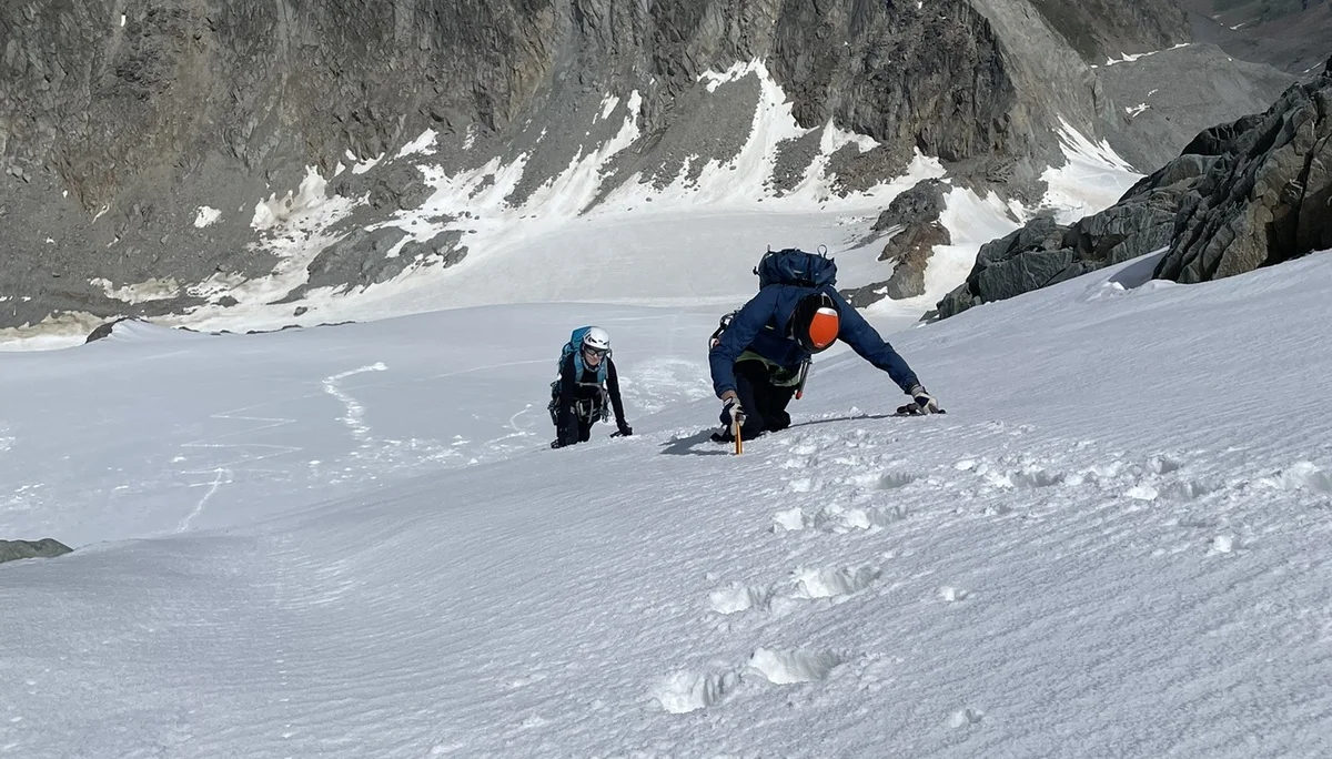 Michael und Tanja in der Flanke der Hochvernagtwand | © DAV Offenbach