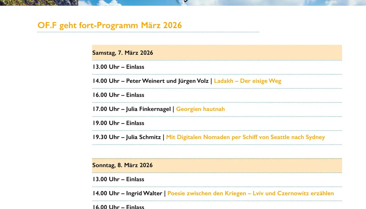 Programm Reisefestival Offenbach 2026 | © Reisefestival Offenbach 2026